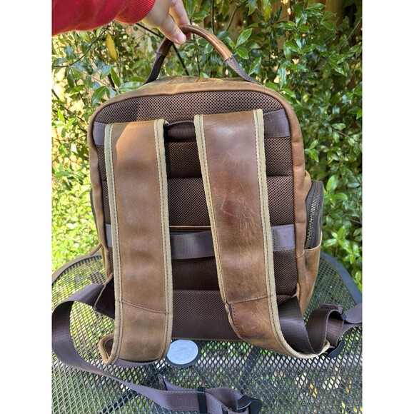 TIDING Full Grain Leather Backpack Travel Laptop Bag 15.6” Large Capacity Brown - Picture 7 of 16